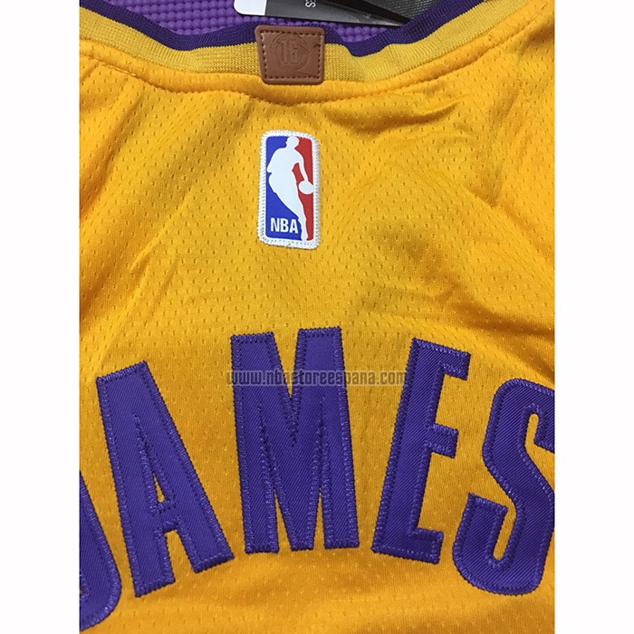 Camiseta Los Angeles Lakers Lebron James NO 23 Icon 2018 Amarillo